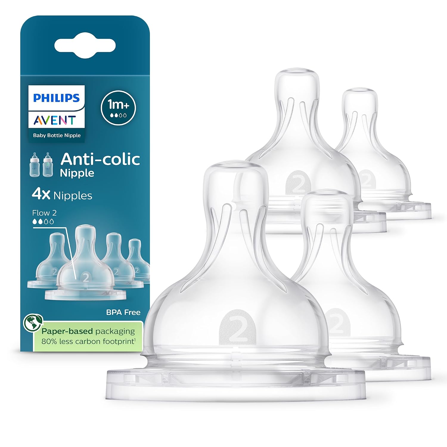 Philips Avent Anti-Colic Nipples, Medium Flow, BPA-Free, 4-Pack