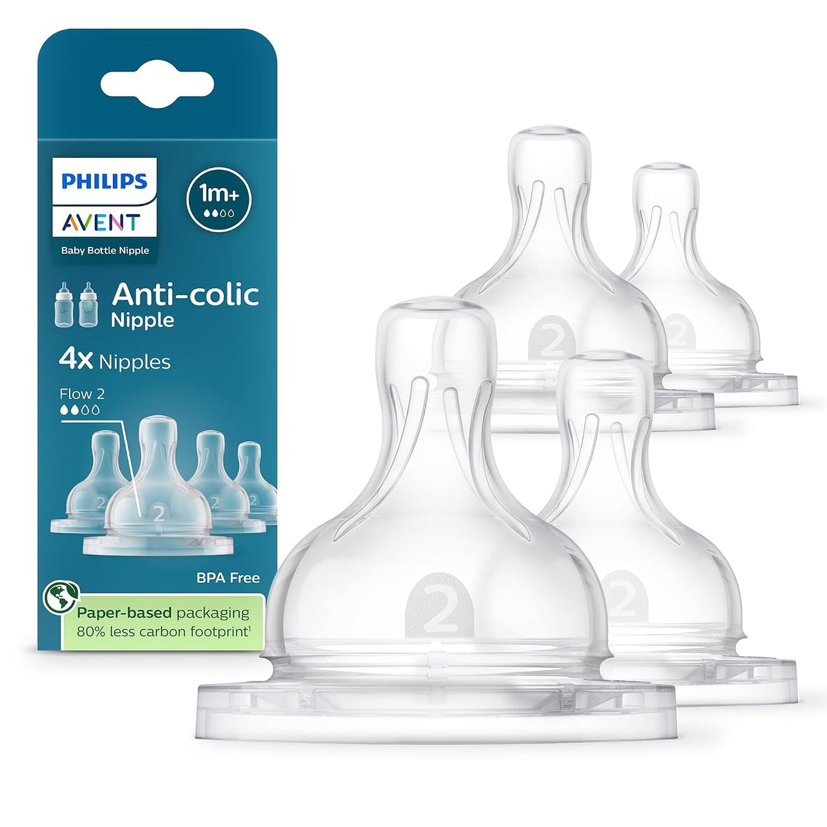 Philips Avent Anti-Colic Nipples, Medium Flow, BPA-Free, 4-Pack