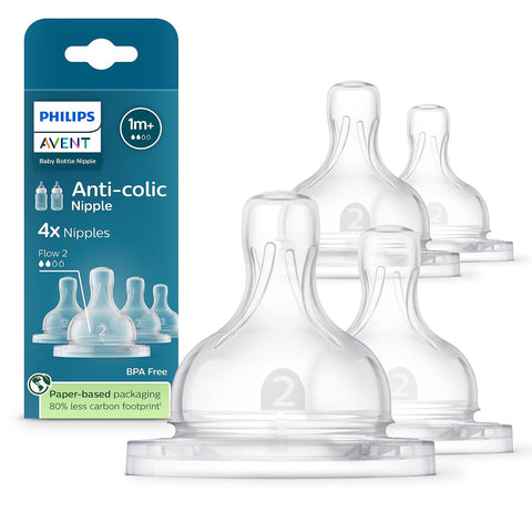 Philips Avent Anti-Colic Nipples, Medium Flow, BPA-Free, 4-Pack