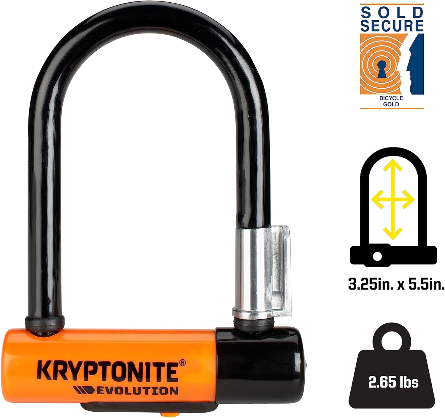 Kryptonite Evolution Mini-5 Bike U-Lock, 13mm Steel Shackle Heavy Duty