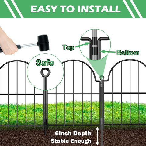 Blingluck Decorative Garden Fence, 17in(H) x 10.8ft(L), with Ground Stake