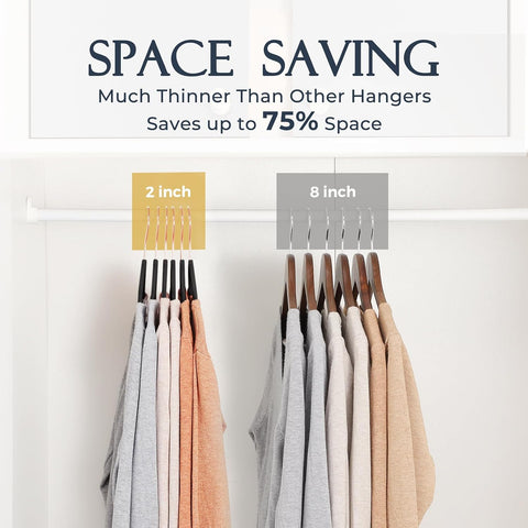 HOUSE DAY Velvet Hangers 20 Pack, Premium Clothes Hangers Non-Slip Felt Hangers, Sturdy Black Hangers Heavy Duty Coat Hangers, Durable Suit Hangers, Space Saving 360° Rotating Rose Gold Hook