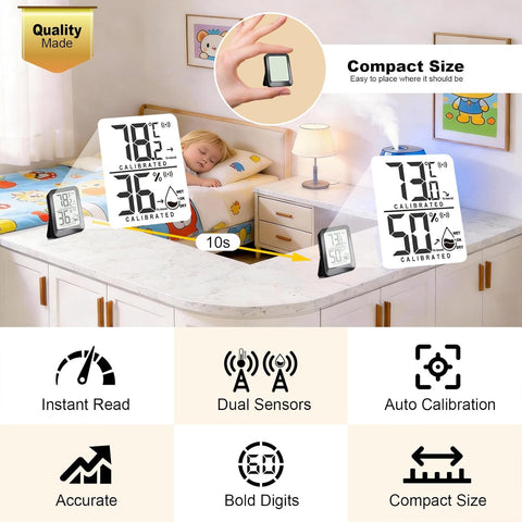 AyayaBoss 3 Pack Room Thermometer Indoor Hygrometer