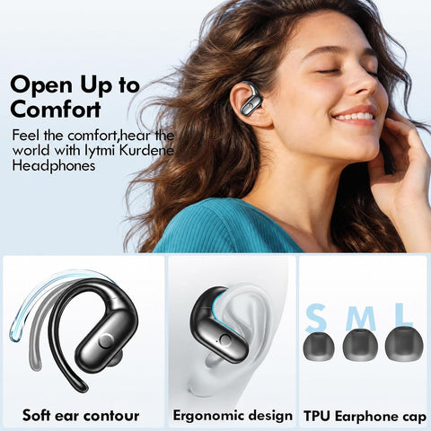 kurdene Wireless Earbuds Bluetooth Headphones with Secure Earhooks 60Hrs