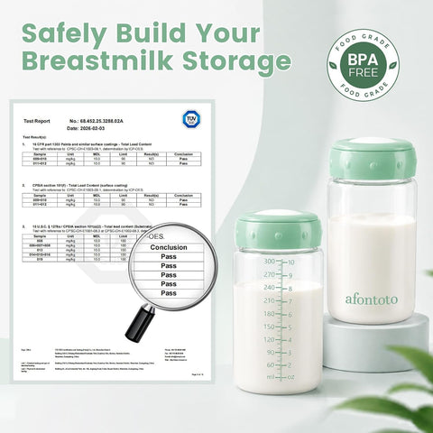 6PCS Breastmilk Storage Bottle, BPA Free Wide-Neck Spectra Bottles for Pumping, Storage Collection Baby Bottles for Fridge & Momcozy Breast Milk Cooler, Breastfeeding Bottle, 10 oz