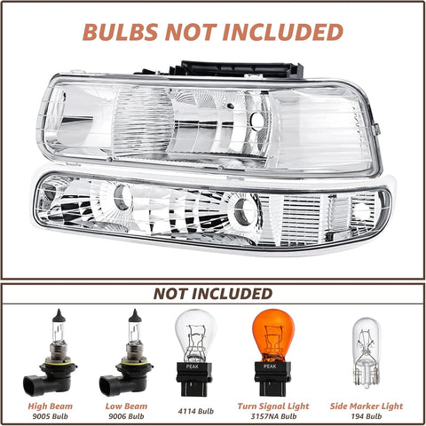 Headlights Assembly Compatible with 1999 2000 2001 2002 Chevy Silverado,