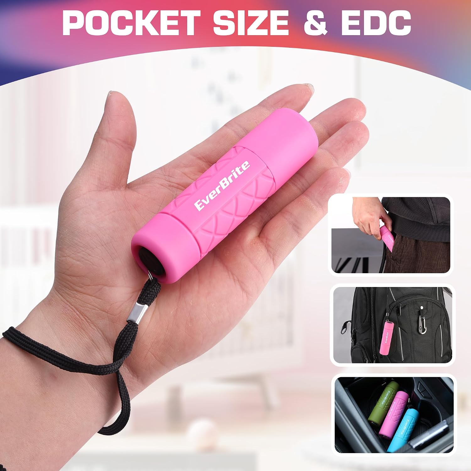 EverBrite 3-Pack Mini LED Flashlights with 9 AAA Batteries & Lanyards