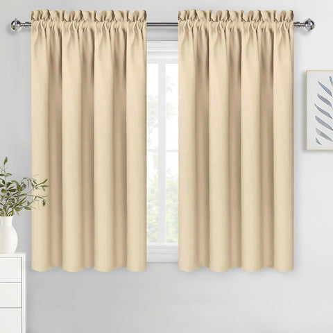 DWCN Blackout Curtains for Bedroom Living Room 38 x 45 Inch Long Beige