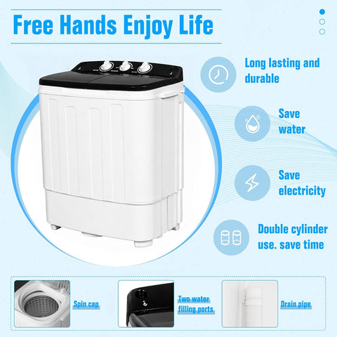 Portable Washing Machine, 25 lbs Twin Tub Washer and Spin Dryer Combo