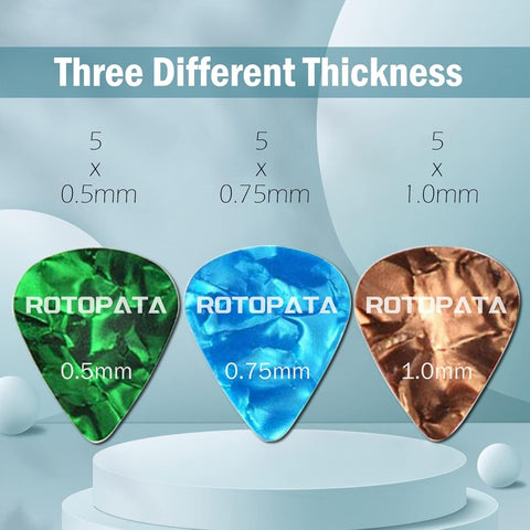 ROTOPATA 15 Pack Guitar Picks Variety Pack with Organizer Box