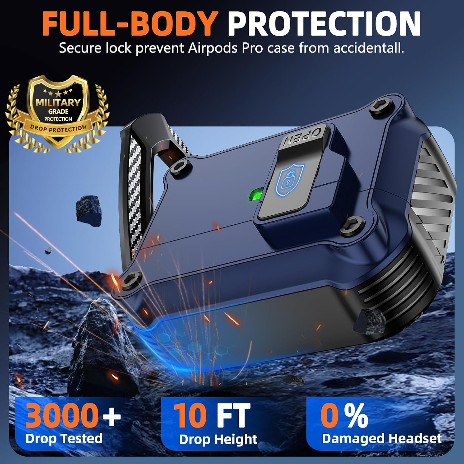 Pohgelan Compatible with AirPods Pro 2nd/1st Case (Blue)