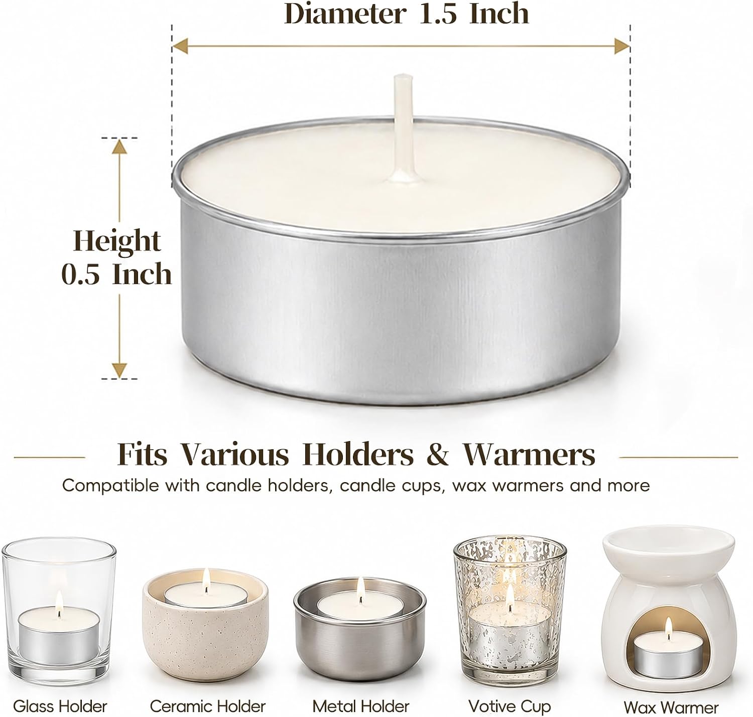Tea Lights Candles 25 Pack, 4 Hour Palm Wax Tealights