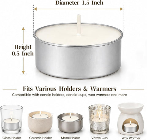 Tea Lights Candles 25 Pack, 4 Hour Palm Wax Tealights