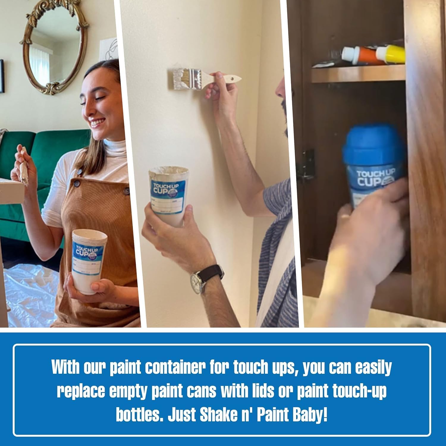 Touch Up Cup Empty Plastic Paint Storage Containers, 13 oz, 60-Pack