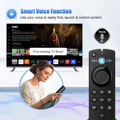 Replacement TV Remote Control for All Fire Series, Compatible with Fire Smart TV Stick/TV Cube/Stick Lite/HD/4K Max/4K,Smart TV 3rd Gen with Voice Controller