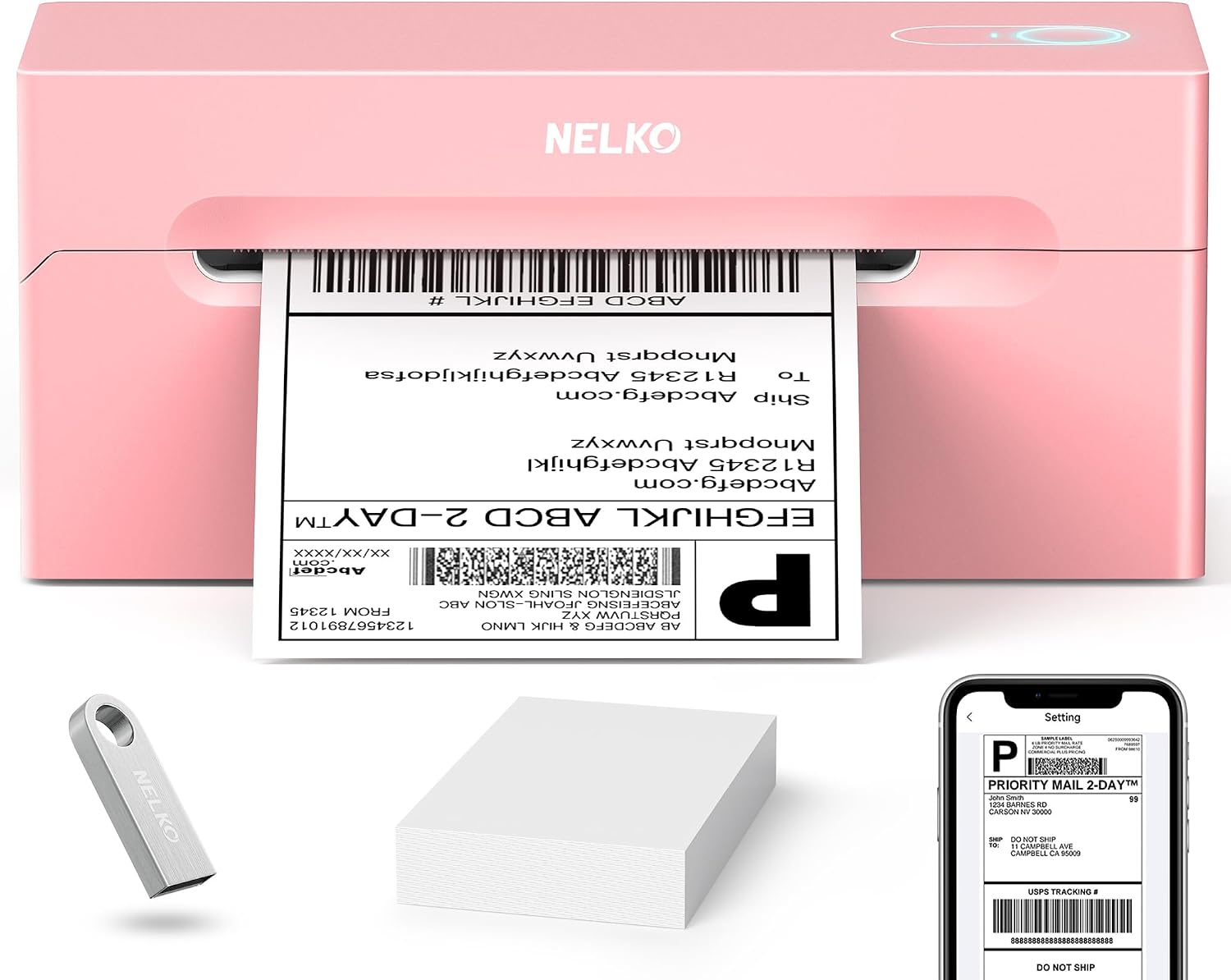 Nelko Bluetooth Thermal Shipping Label Printer, 4x6 Thermal Label Printer