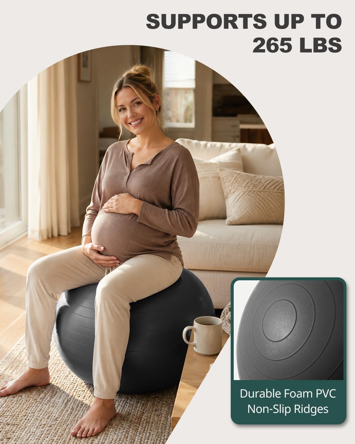 Trideer Yoga Ball for Exercise, Pilates, Core & Balance Training, Stability Ball for Pregnancy & Birthing Prep, Physical Therapy, Daily Stretching, Office Chair for Active Sitting, Quick Pump Included