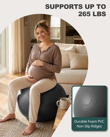 Trideer Yoga Ball for Exercise, Pilates, Core & Balance Training, Stability Ball for Pregnancy & Birthing Prep, Physical Therapy, Daily Stretching, Office Chair for Active Sitting, Quick Pump Included
