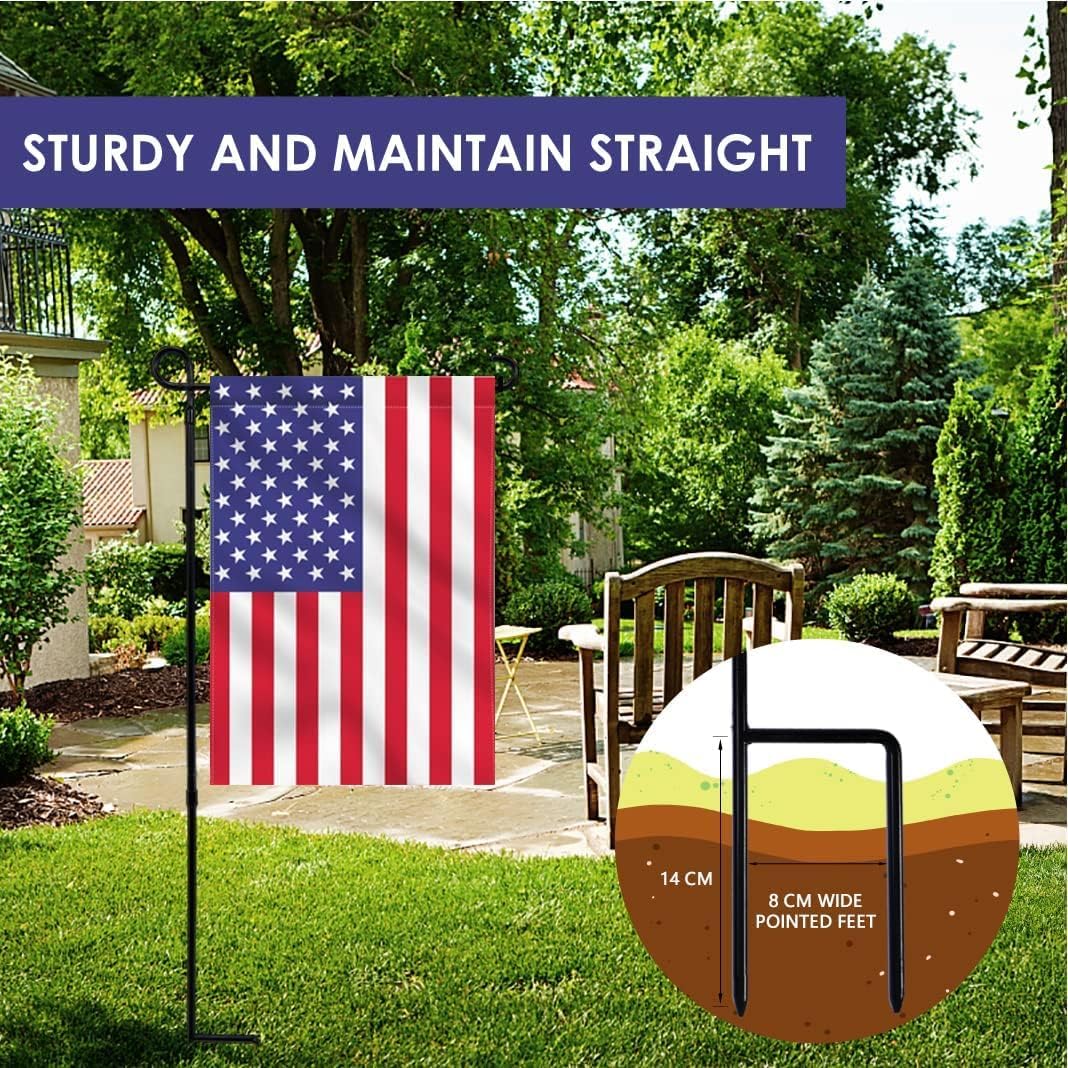 YEAHOME 2PC Garden Flag Stand Holder, Metal Premium Yard Flag Holder Weather-Proof, Powder-Coated Flagpole, Christmas Garden Flag, Winter Garden Flag, American Flag, Outdoor Garden Decor Decoration