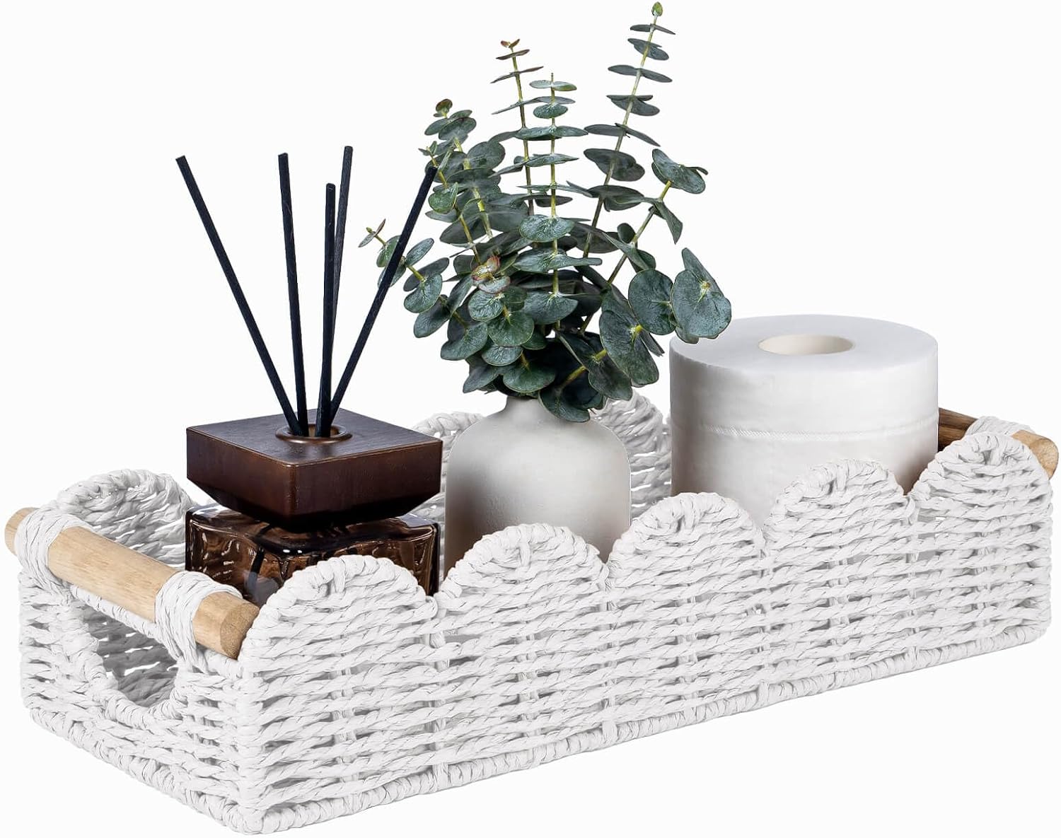 CubesLand Bathroom Basket Organizer, Toilet Tank Basket W/Cut Out Handle