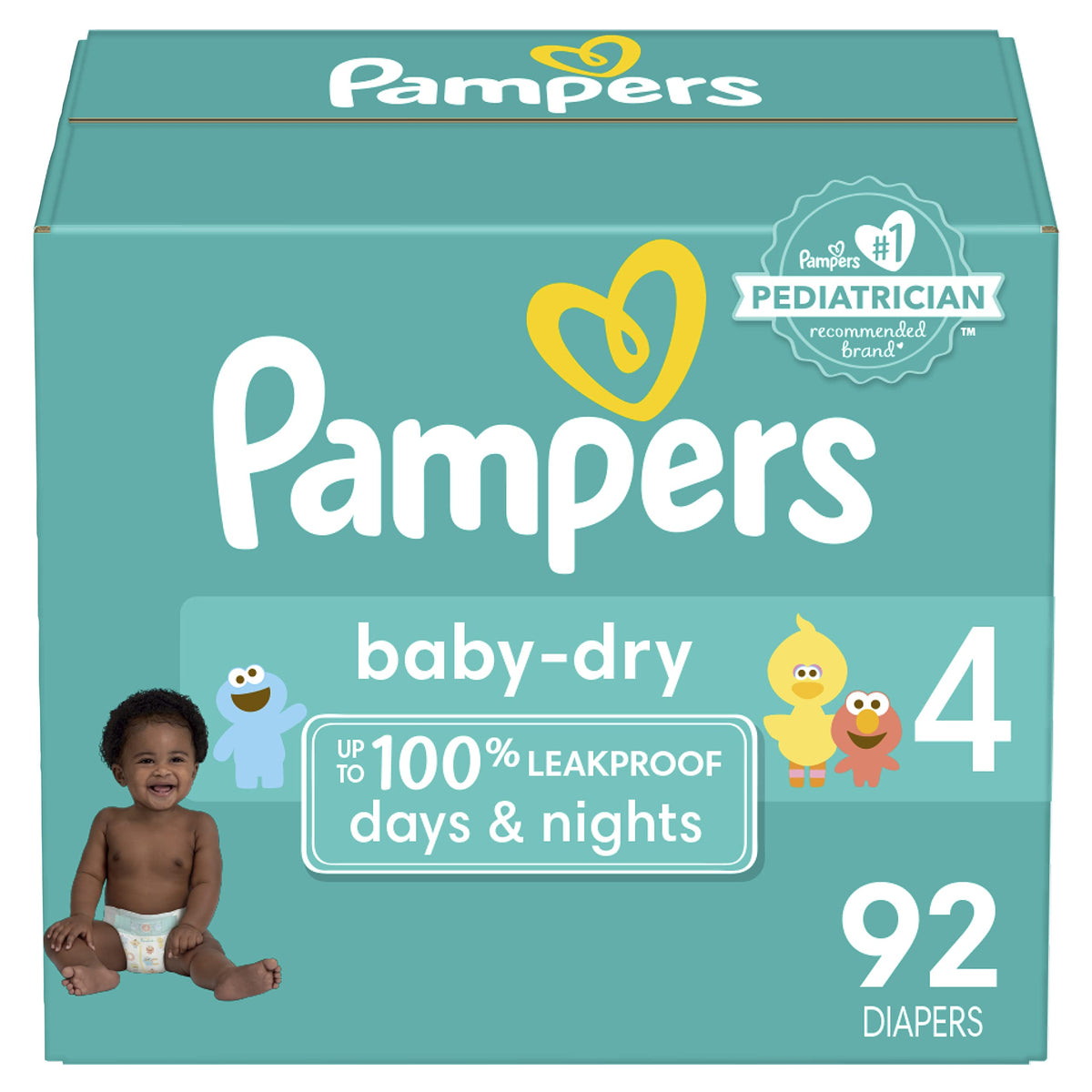 Pampers Baby Dry Diapers - Size 4, 92 Count, Absorbent Disposable Diapers