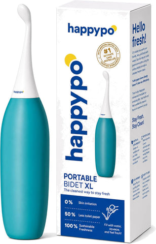 HappyPo The Original Butt Shower - Portable Bidet - The Easy-Bidet 2.0 Replaces Wet Wipes and Shower Toilet - Portable Bum Spray for Travel - Dark Blue