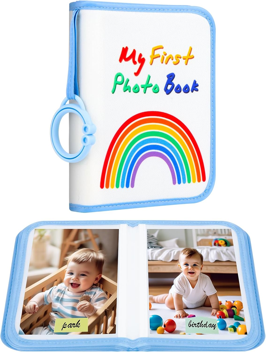 My First Baby Photo Album, 21 4x6 Photos, Soft Cloth, Blue
