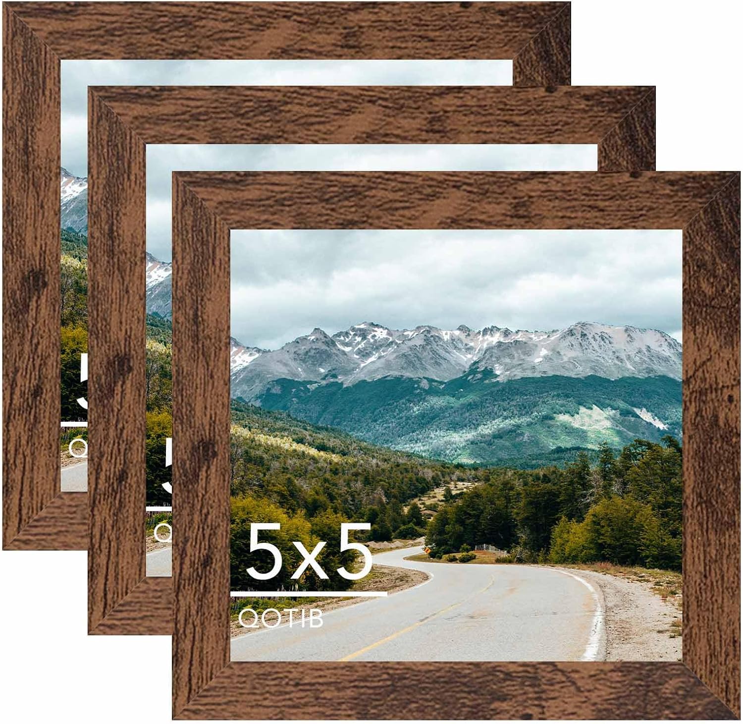 5x5 Picture Frame Deep Brown for Wall Hanging or Tabletop, Wood 5 x 5 Frame Photo Frame for Wall Horizontally or Vertically, Deep Brown, 3 Pack
