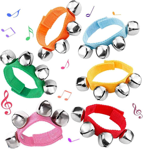 POPLAY 6 PCS Jingle Bells, Adjustable Wrist Band, Multicolor