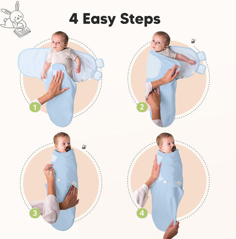 3pk Organic Baby Swaddles for Newborns, 0.5 TOG Abc Land Cloud, 0-3M