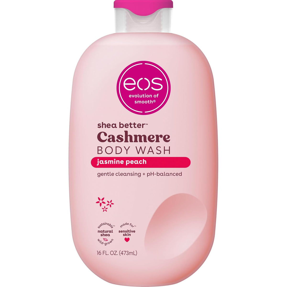 eos Cashmere Body Wash- Jasmine Peach, Creamy Gel, Shea Butter, 16 fl oz