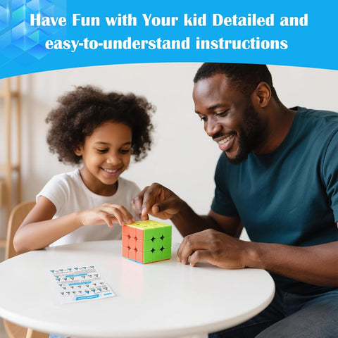 3x3 Speed Cube Stickerless with Stand & Tutorial Toy Gift for Boys 6-12