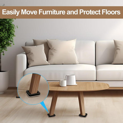 Upgraded Felt Furniture Sliders for Hardwood Floors 4 PCS 4"
