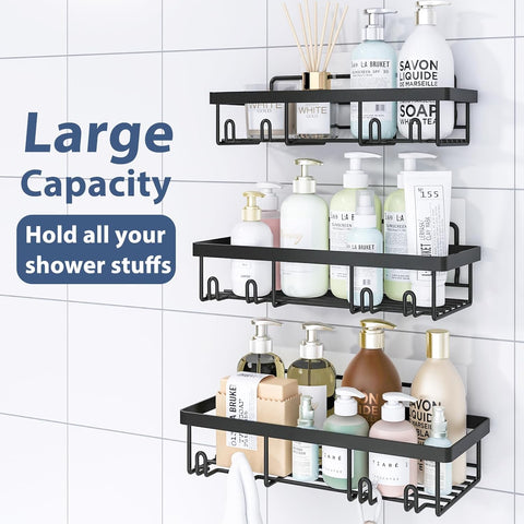 Liuoud 5 Pack Shower Caddy for Inside Shower, Black Bathroom Storage Decor