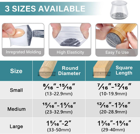 Ansible 24 Pcs Chair Leg Floor Protectors Round