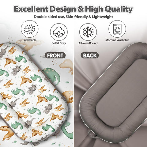 BUTOA Baby Lounger, Portable Infant Support Cushion for Newborn 0-24 Months