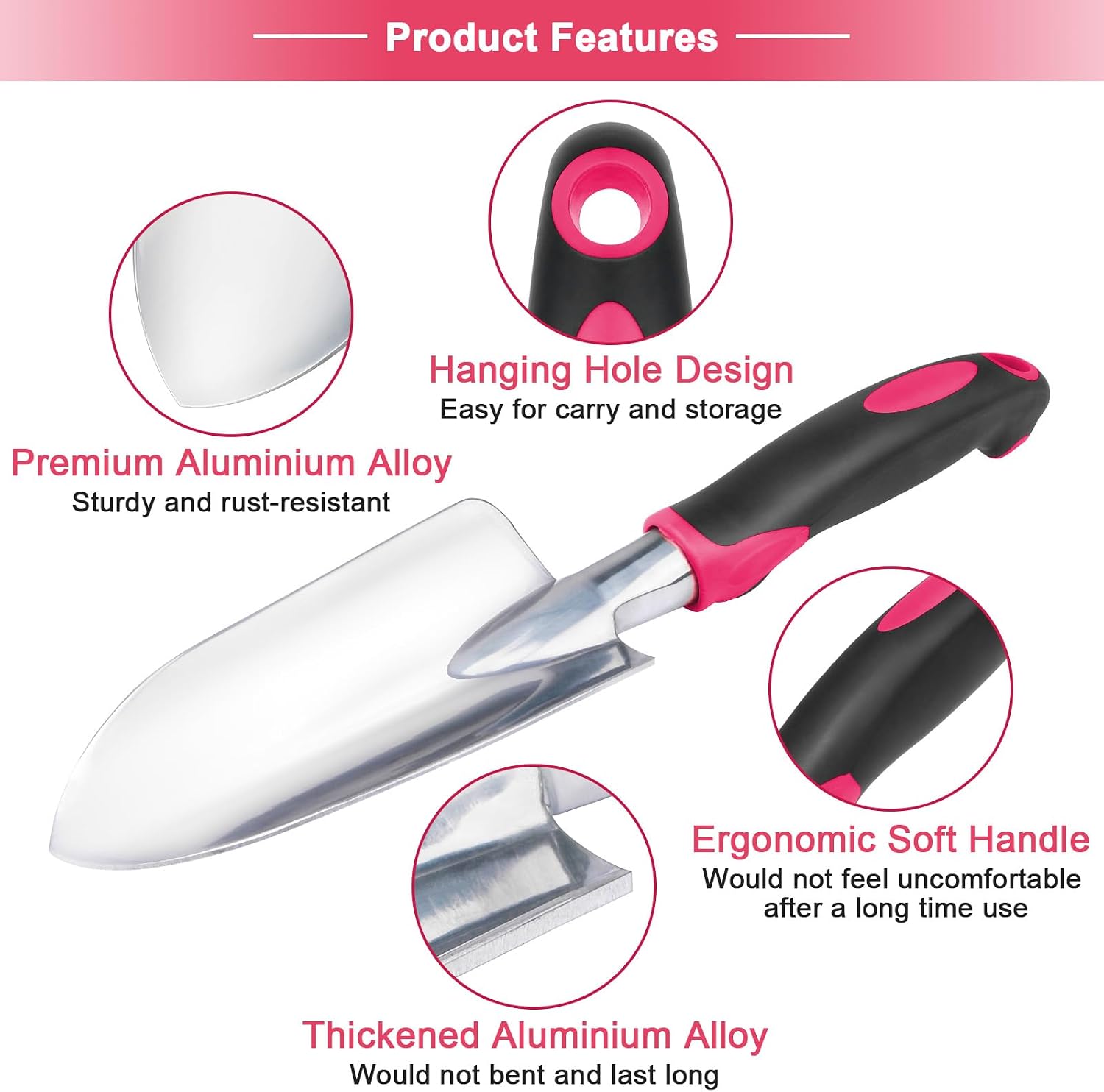 Garden Shovel Hand Trowel, Rust Resistant Garden Spade Hand Shovel Red