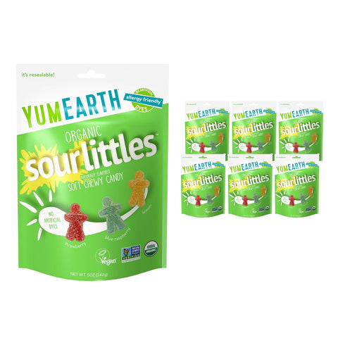 YumEarth Organic Sour Littles Soft Chewy Candy, Vegan Friendly, USDA Certified Organic, Gluten Free & Non-GMO, 5 Ounce (Pack of 6)