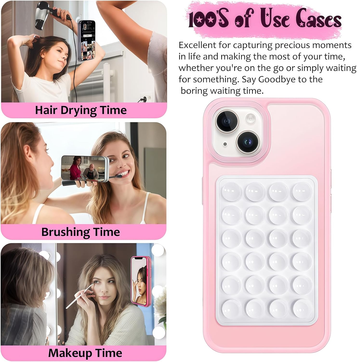 Anteel 2 Pack Silicone Suction Phone Case Mount, Non Slip Sticky Grip for Cellphone, Silicon Adhesive Suction Cup Mount, Strong Grip Holder for Selfies and Videos (Lavender)