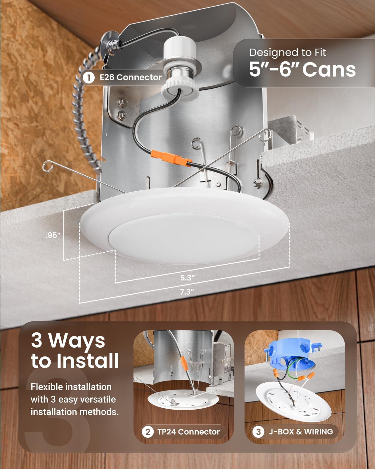 Sunco 24 Pack 6 Inch Flush Mount LED Disk Lights, 5CCT, 15W=75W, Dimmable