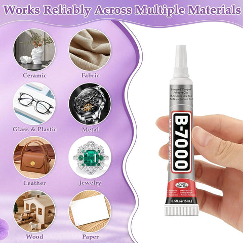 B7000 Glue Clear with Precision Tip for Rhinestones, 20 Pcs 15 mL/0.5 fl oz