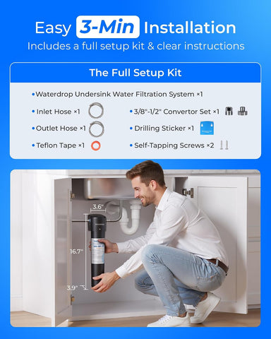 Waterdrop UA-5Y 5-Year Under Sink Water Filter System, Ultra Long Life