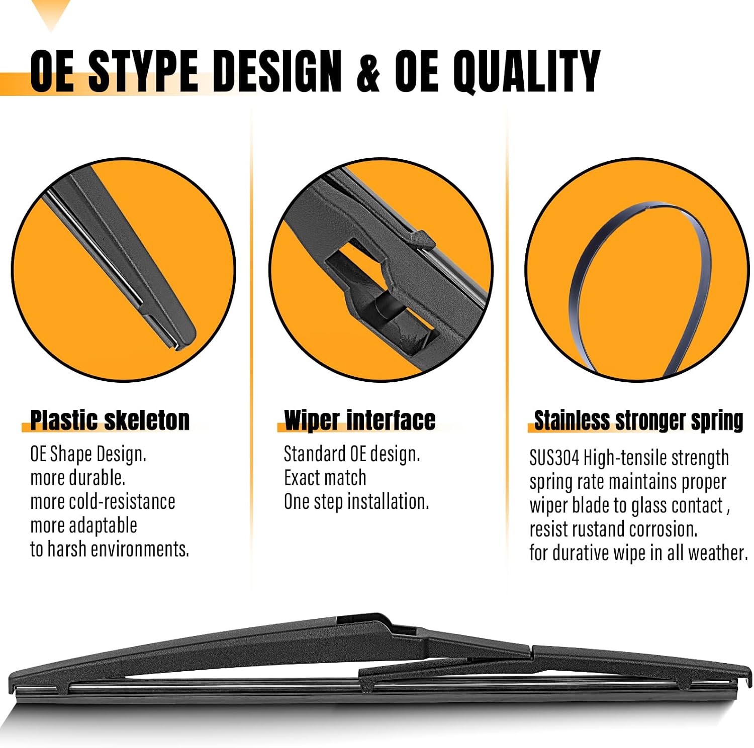 AUTOBOO 12" Rear Wiper Blade Replacement for Toyota RAV4 Highlander Sienna