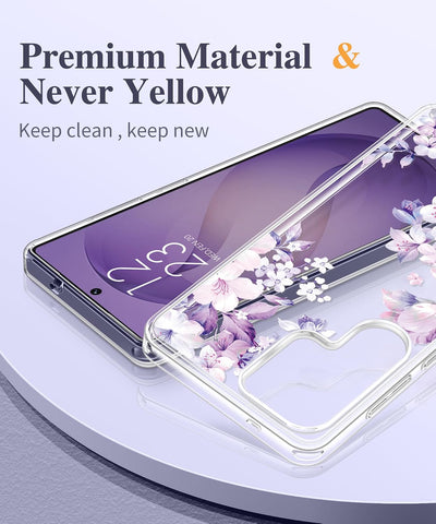 GVIEWIN for Samsung Galaxy S26 Ultra Case Floral Clear Slim Non-Yellowing