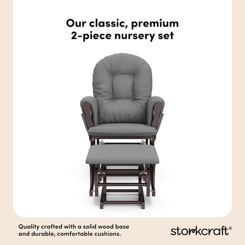 Storkcraft Premium Hoop Glider & Ottoman, Espresso/Gray