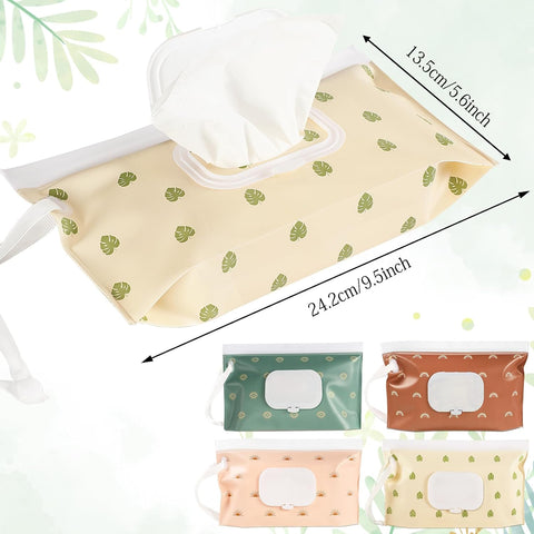 FEBSNOW 4 Pack Baby Wipe Dispenser, Portable Refillable Wet Wipe Holder