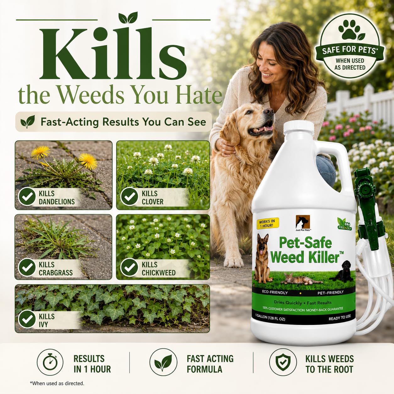 Just For Pets Pet Safe Weed Killer - 1 Gallon (128 oz) Refill