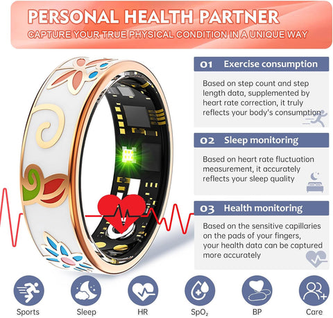 Smart Ring | Blood Pressure, HR, SpO2 & Sleep Tracker | No Sub