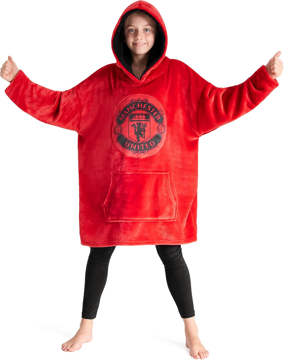 Manchester United F.C. Boys Wearable Blanket Oversized Hoodie Poncho, Boys Gifts