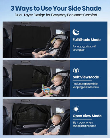 Car Window Shades, [Upgraded] 8 Strong Magnets Magnetic Side Window Sun Shade [2 Pack] - Dual Layer UV Ray Protection Car Sunshade for Baby, Kids & Pets - Universal Fit for SUV, Sedan & Trucks